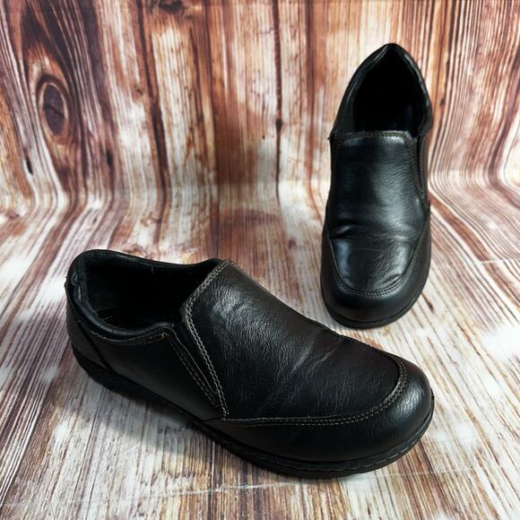 b.o.c. Shoes - BOC Born Concept Womens Size 7.5 M Black Leather Loafers Slip On Flats Shoes